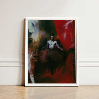 Framed Artwork Muscular Winged Figure Dark Attire Dramatic African American Vampire, Marius Steps Forward, Gay
