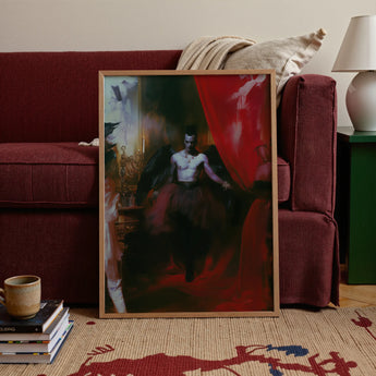 Marius - Gay African American Vampire Art Print / Canvas Framed Artwork Dramatic Dark-toned Portrait Angelic Figure Black African American