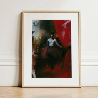 Marius - Gay African American Vampire Art Print / Canvas Framed Dramatic Dark-toned Painting Muscular Figure, Steps Forward, Prints
