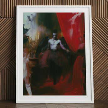 Marius - Gay African American Vampire Art Print / Canvas White-framed Muscular Figure Black Wings Dark, Steps Forward, Prints