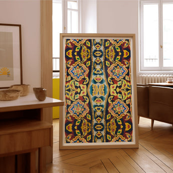 Masala Thai - Mosaic Pattern Art Print / Canvas Framed Decorative Artwork Symmetrical Ornate Geometric Floral Thailand’s Psychedelic