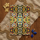Masala Thai - Mosaic Pattern Art Print / Canvas Rectangular Notebook Vibrant Symmetrical Floral Pattern Gold Blue Thailand’s Psychedelic