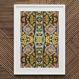 Masala Thai - Mosaic Pattern Art Print / Canvas Vibrant Intricately Patterned White Frame Symmetrical Thailand’s Psychedelic Temple,