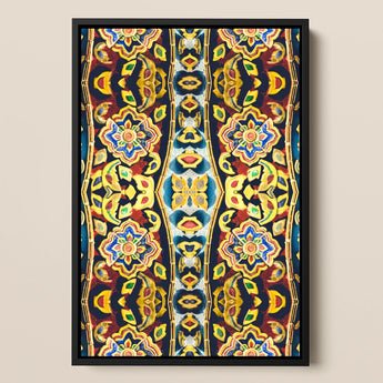 Masala Thai - Mosaic Pattern Art Print / Canvas Vibrant Symmetrical Artwork Black Frame Intricate Floral Geometric Thailand’s Psychedelic