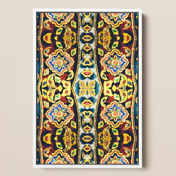 Masala Thai - Mosaic Pattern Art Print / Canvas Vibrant Symmetrical Artwork White Frame Intricate Floral Geometric Thailand’s Psychedelic