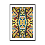 Masala Thai - Mosaic Pattern Art Print, Colorful Kaleidoscopic Pattern Floral Geometric Designs Yellow Blue