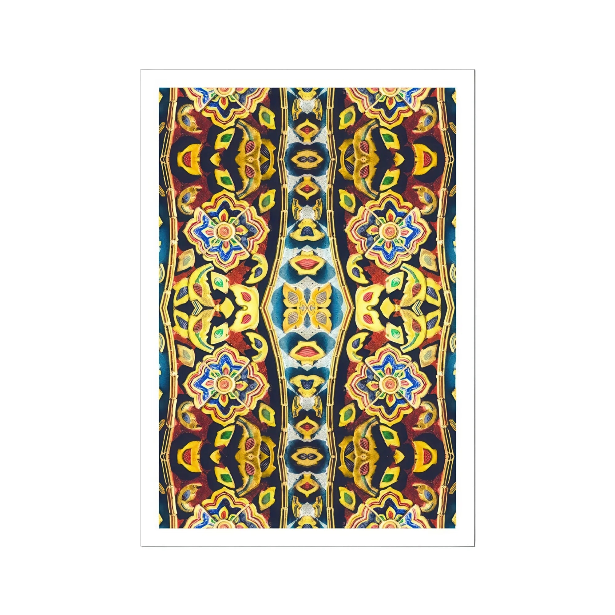 Masala Thai - Mosaic Pattern Art Print, Ornate Decorative Pattern Symmetrical Floral Geometric Designs Vibrant