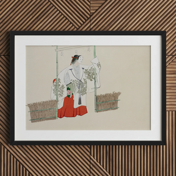 Masked Man - Kamisaka Sekka Meiji Kabuki Art Print / Canvas, 30x20’’ / 76x51cm / Black Frame / Matboard, Posters Prints & Visual Artwork,