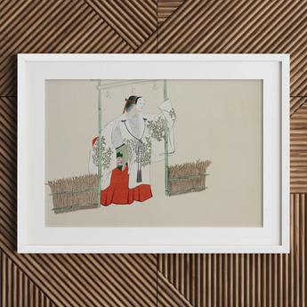 Masked Man - Kamisaka Sekka Meiji Kabuki Art Print / Canvas, 30x20’’ / 76x51cm / White Frame / Matboard, Posters Prints & Visual Artwork,