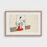 Masked Man - Kamisaka Sekka Meiji Kabuki Art Print / Canvas Framed Japanese Woodblock Woman Traditional White Red, Meiji-era Artistic