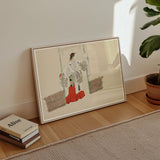 Masked Man - Kamisaka Sekka Meiji Kabuki Art Print / Canvas Framed Artwork Traditional Asian-style Illustration Figures Red White,