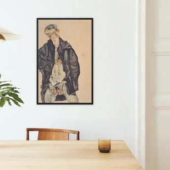 Masturbation - Egon Schiele Art Print / Canvas Black-framed Reproduction Schiele’s Portrait Painting Positions, Pale Flesh Unraveling, Hand