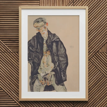Masturbation - Egon Schiele Art Print / Canvas Wooden Framed Portrait Man Infant Black White Illustration Positions, Pale Flesh Unraveling,