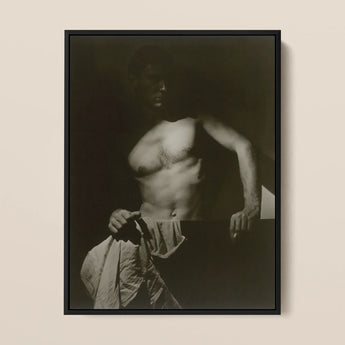 Max After Surfing - Olivfarbener Baumwoll-Kunstdruck / Leinwand, 12x16’’ / 31x41cm / Schwarzer Rahmen, Poster, Drucke & visuelle Kunstwerke, Toby Leon
