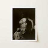 Max After Surfing - Olive Cotton Art Print / Canvas Black-and-white Photographic White Frame Muscular Man Defined Revealing Taut Muscle,