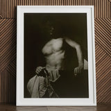 Max After Surfing - Olive Cotton Art Print / Canvas Black White Framed Photograph Man Revealing Taut Muscle, Elemental Contrasts, Shoulder