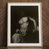 Max After Surfing - Olive Cotton Art Print / Canvas Black White Framed Photograph Man Revealing Taut Muscle, Elemental Contrasts, Shoulder