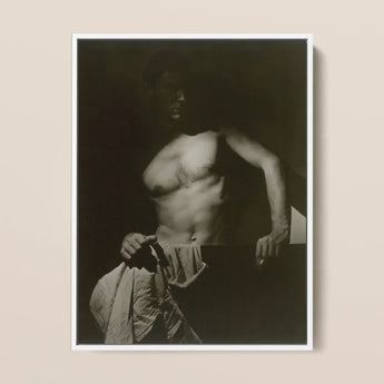 Max After Surfing - Olive Cotton Art Print / Canvas Black-and-white Framed Photograph Muscular Man Shadowy Lighting Fabric Revealing Taut