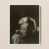Max After Surfing - Olive Cotton Art Print / Canvas Black-and-white Framed Photograph Muscular Man Shadowy Lighting Fabric Revealing Taut