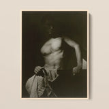 Max After Surfing - Olive Cotton Art Print / Canvas Black-and-white Framed Photograph Muscular Man Shadowy Lighting Fabric Revealing Taut