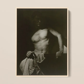 Max After Surfing - Olive Cotton Art Print / Canvas Black-and-white Framed Photograph Muscular Man Shadowy Lighting Fabric Revealing Taut