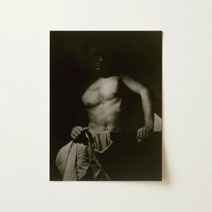 Max After Surfing - Olive Cotton Art Print / Canvas Black-and-white Photographic Muscular Man Shadowy Lighting Fabric Revealing Taut