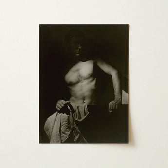 Max After Surfing - Olive Cotton Art Print / Canvas Black-and-white Photographic Muscular Man Shadowy Lighting Fabric Revealing Taut