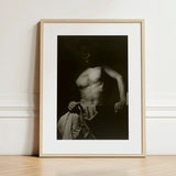 Max After Surfing - Olive Cotton Art Print / Canvas Minimalist Wooden-framed Black-and-white Photographic Muscular Shirtless Man Revealing