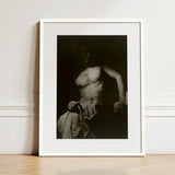 Max After Surfing - Olive Cotton Art Print / Canvas White-framed Black-and-white Muscular Shirtless Man Dramatic Revealing Taut Muscle,