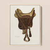 Mclellan Saddle - Walter Praefke Equestrian Art Print / Canvas, 12x16’’ / 31x41cm / Natural Frame, Posters Prints & Visual Artwork, Toby