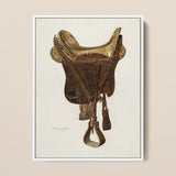 Mclellan Saddle - Walter Praefke Equestrian Art Print / Canvas, 12x16’’ / 31x41cm / White Frame, Posters Prints & Visual Artwork, Toby Leon