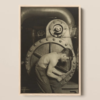 Mechanic and Steam Pump - Lewis w Hine Art Print / Canvas, 12x18’’ / 31x46cm / Natural Frame, Posters Prints & Visual Artwork, Toby Leon