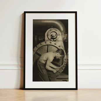 Mechanic and Steam Pump - Lewis w Hine Art Print / Canvas Prints Black-framed White-matted Vintage-style Photographic Print Industrial