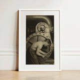 Mechanic and Steam Pump - Lewis w Hine Art Print / Canvas Prints Framed Black-and-white Photograph Man Industrial Machinery Encased Simple