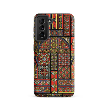 Medieval Stained Glass Windows - Auguste Racinet Phone Case Samsung Galaxy S21 / Matte Vibrant Red Gold Ornate Patterned Phone Case