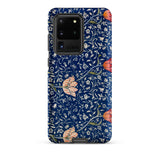 Medway - William Morris Victorian Era Samsung Case, Galaxy S20 Ultra / Matte, Dark Blue Smartphone Case Floral Pattern Light Orange