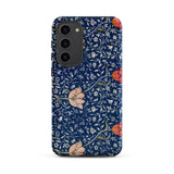 Medway - William Morris Victorian Era Samsung Case, Galaxy S23 Plus / Matte, Navy Blue Phone Case Floral Botanical Pattern Red