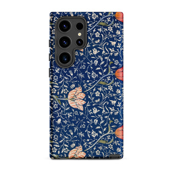 Medway - William Morris Victorian Era Samsung Case, Galaxy S24 Ultra / Matte, Dark Blue Smartphone Case White Green Orange Floral