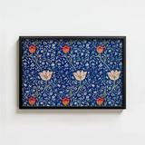 Framed Artwork Vibrant Blue Background Adorned Intricate Floral William Morris’s, Opus, Behold Medway