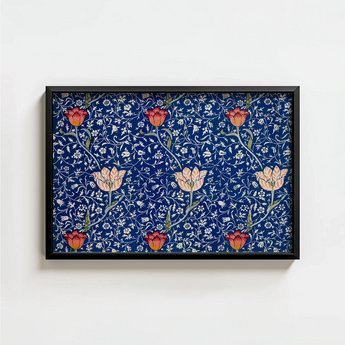 Framed Artwork Vibrant Blue Background Adorned Intricate Floral William Morris’s, Opus, Behold Medway