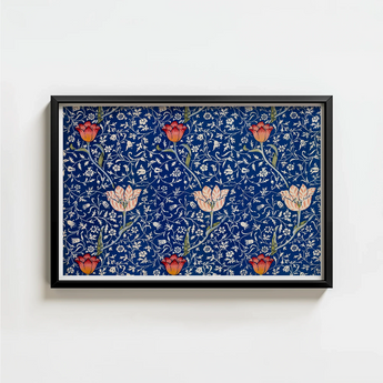 Framed Artwork Vibrant Blue Background Intricate Floral Patterns William Morris’s, Opus, Behold Medway