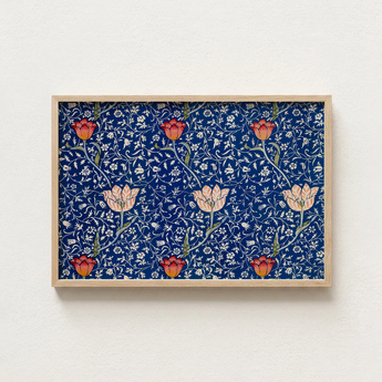 Framed Artwork Vibrant Blue Background Adorned Intricate Floral William Morris’s, Opus, Behold Medway