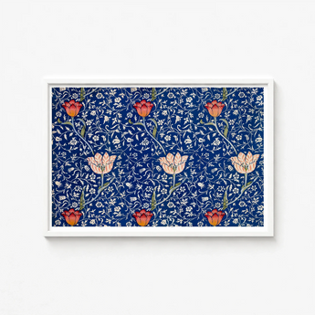 Framed Artwork Dense Intricate Floral Pattern Bold Red William Morris’s, Opus, Behold Medway