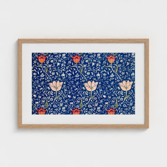 Medway - William Morris Victorian Floral Art Print / Canvas Framed Navy Blue Background Intricate White Morris’s, Opus, Behold Prints