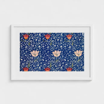 Medway - William Morris Victorian Floral Art Print / Canvas Framed Artwork Navy Blue Background Intricate Patterns Morris’s, Opus, Behold