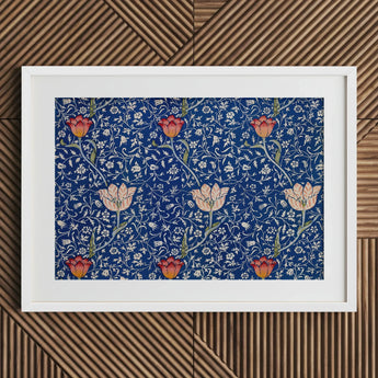 Medway - William Morris Victorian Floral Art Print / Canvas Framed Artwork Navy Blue Background Intricate Patterns Morris’s, Opus, Behold