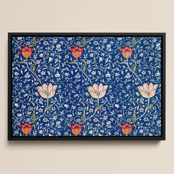 Medway - William Morris Victorian Floral Art Print / Canvas Framed Artwork Vibrant Blue Background Intricate White Morris’s, Opus, Behold