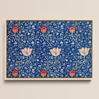 Medway - William Morris Victorian Floral Art Print / Canvas Framed Artwork Vibrant Blue Background Intricate White Morris’s, Opus, Behold