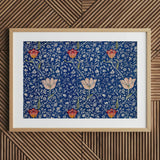 Medway - William Morris Victorian Floral Art Print / Canvas Framed Vibrant Blue Background Intricate Morris’s, Opus, Behold Prints