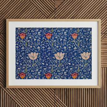 Medway - William Morris Victorian Floral Art Print / Canvas Framed Art Print Vibrant Blue Background Intricate Floral William Morris’s
